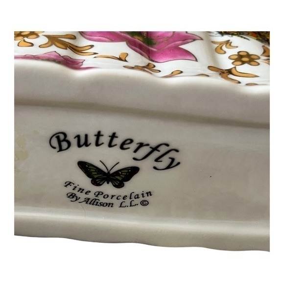 VINTAGE Fine Porcelain Butterfly Letter Holder By Allison L L - Picture 4 of 4